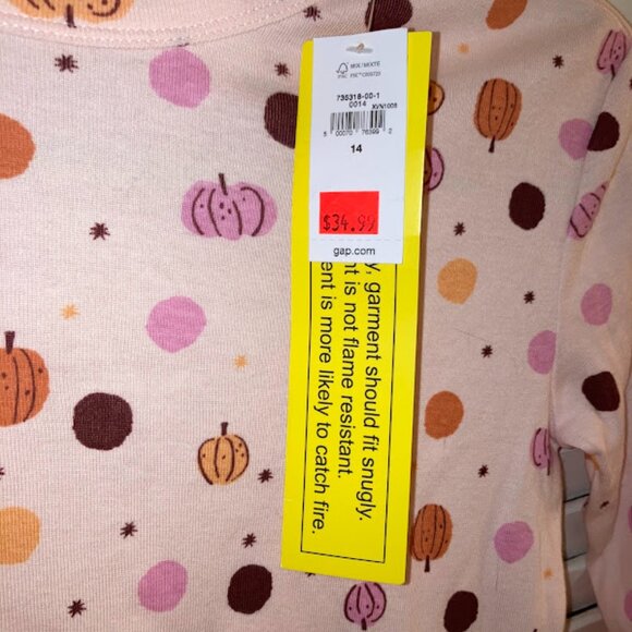 NWT Gap Kids Pumpkin Pattern Long Sleeve Shirt - Girls Size 14 - Picture 2 of 3